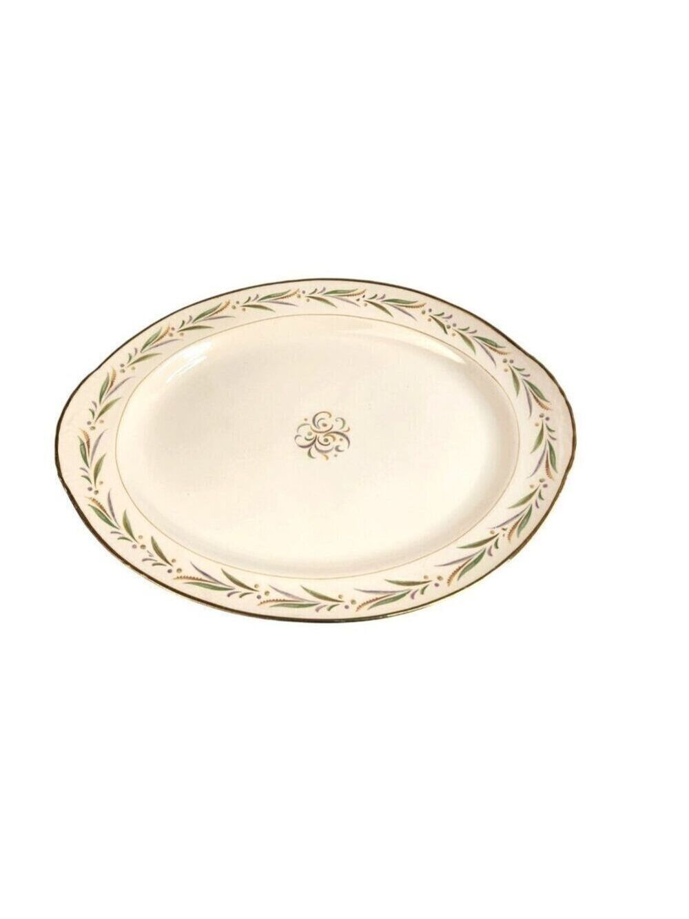 Eggshell Nautilus Autumn Oval Serving Platter Gold Trim 11.5 x 9 inch Fine China
